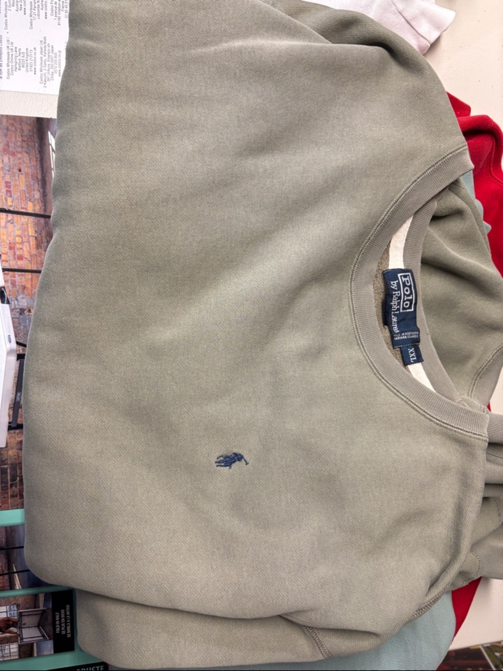 Polo by Ralph Lauren Olive Green Crewneck Sweater with Navy Pony